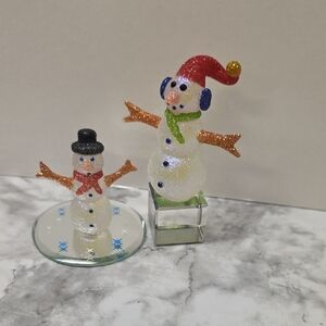 Festive Crystal Snowman Figurines